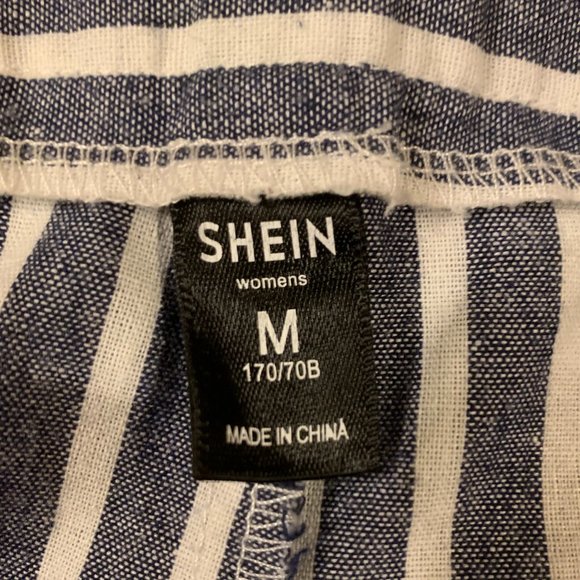 SHEIN Stripe Paperbag Waist Cuffed Shorts M - Picture 6 of 7